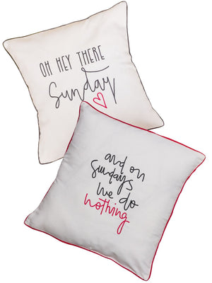 Set Of 2 And On Sundays We Do Nothing and Oh Hey There Sunday Cushion Cover